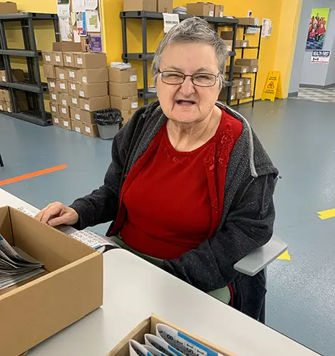 woman working at a table